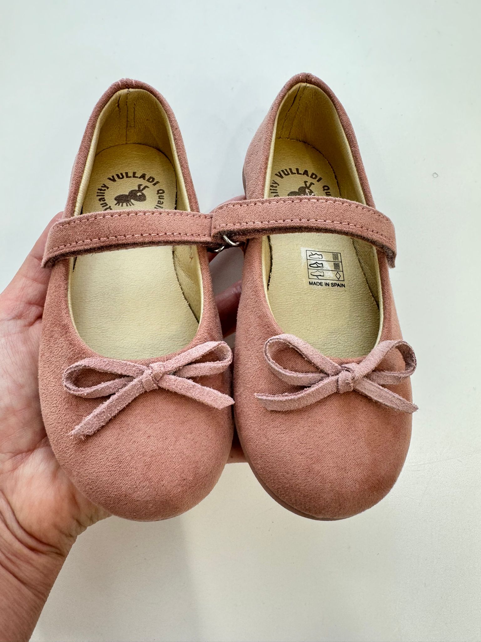 Scarpine bambina velluto rosa antico con fiocco