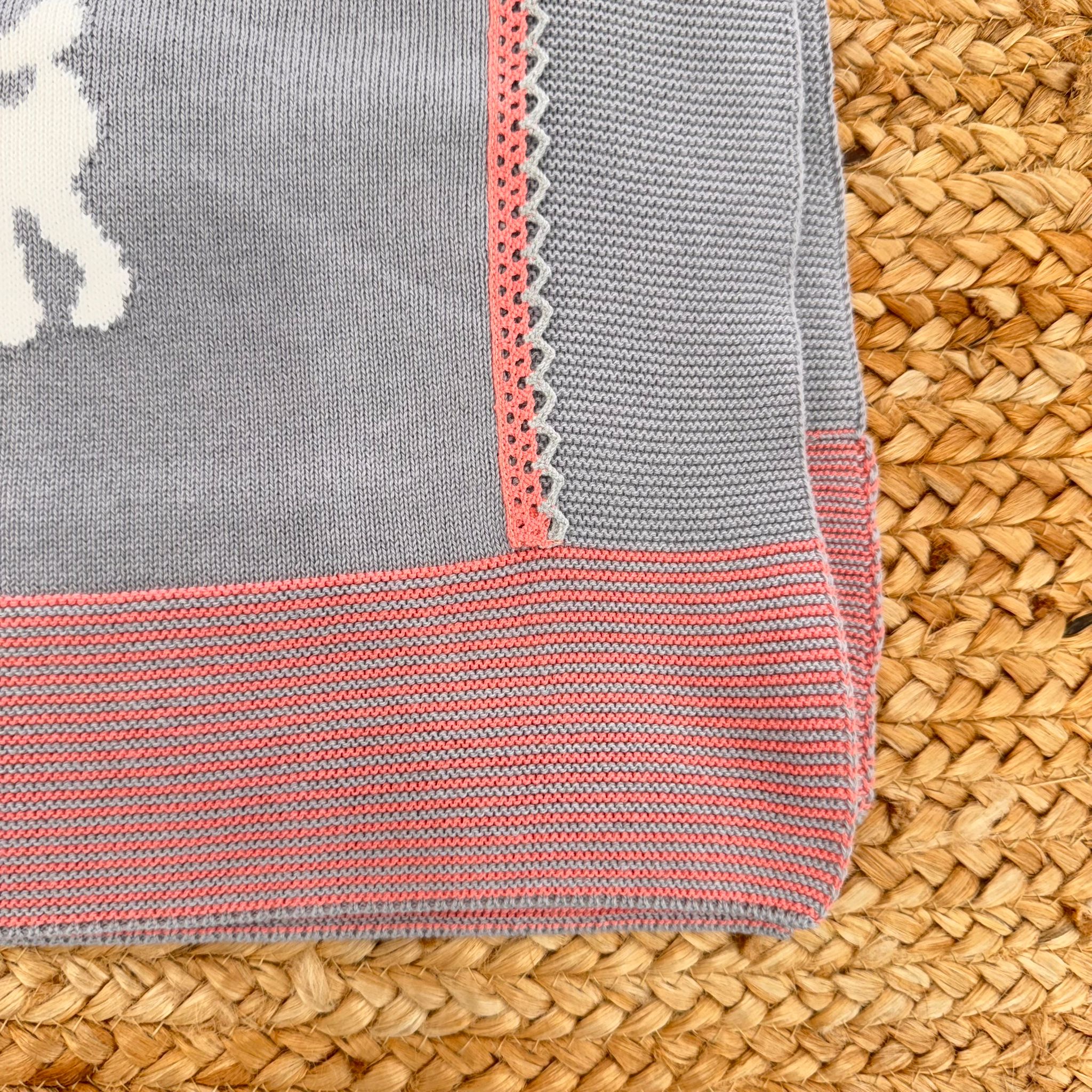 COPERTINA NEONATA IN MAGLIA LANA E COTONE CON CERBIATTO