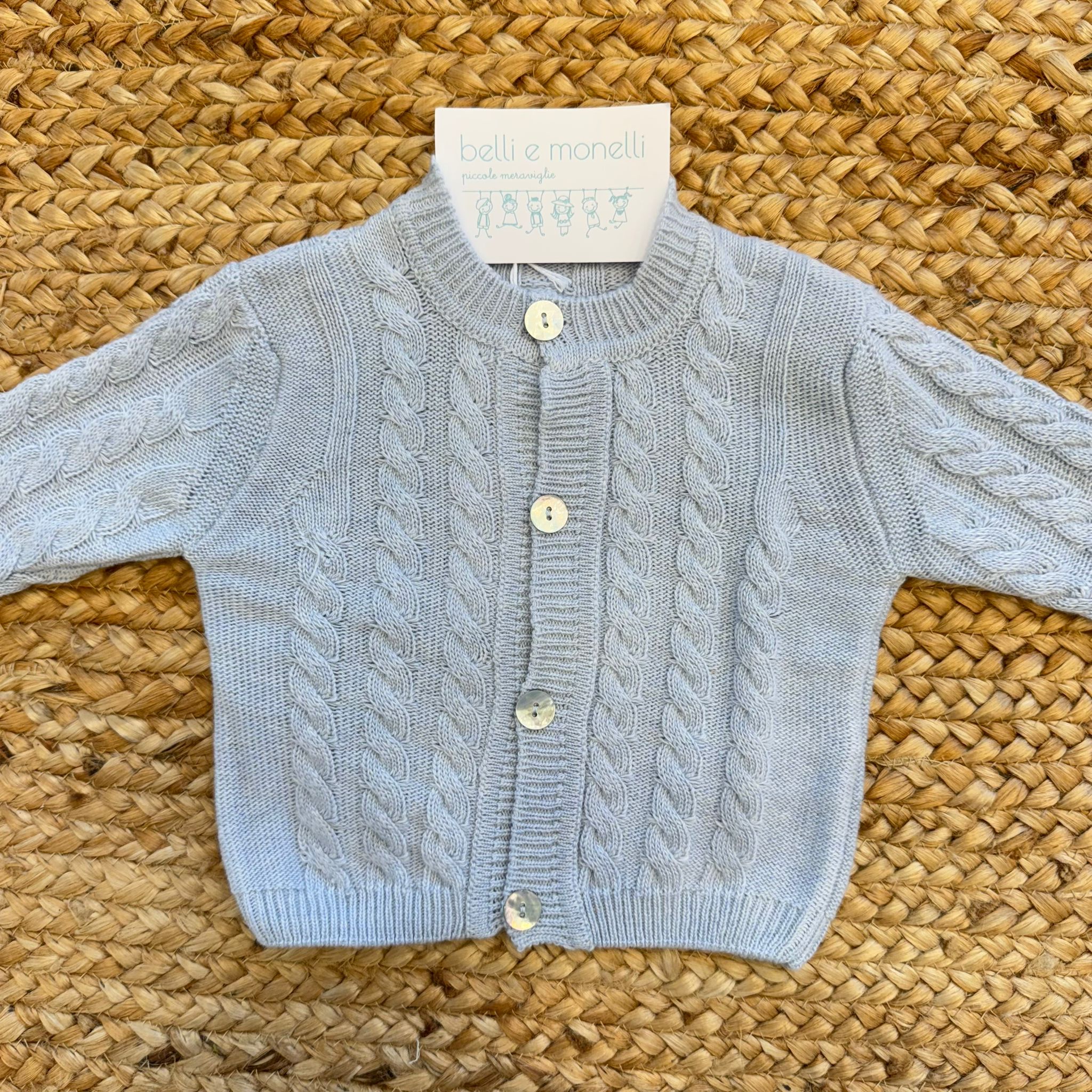 Cardigan neonato azzurro in lana e cashmere