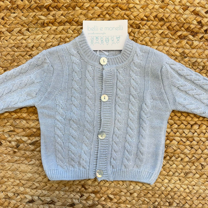 Cardigan neonato azzurro in lana e cashmere
