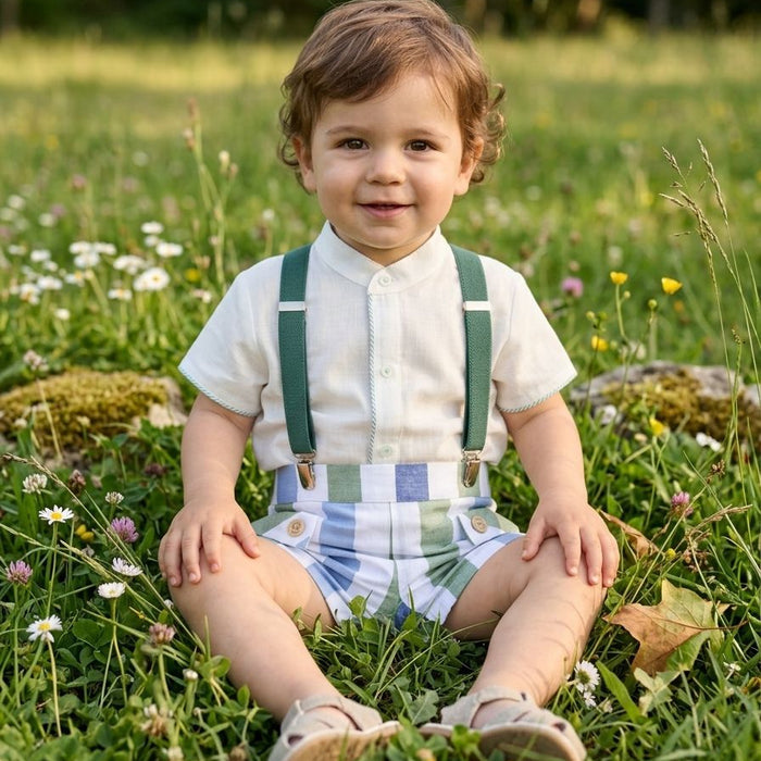 Completo bimbo a righe verde e azzurro