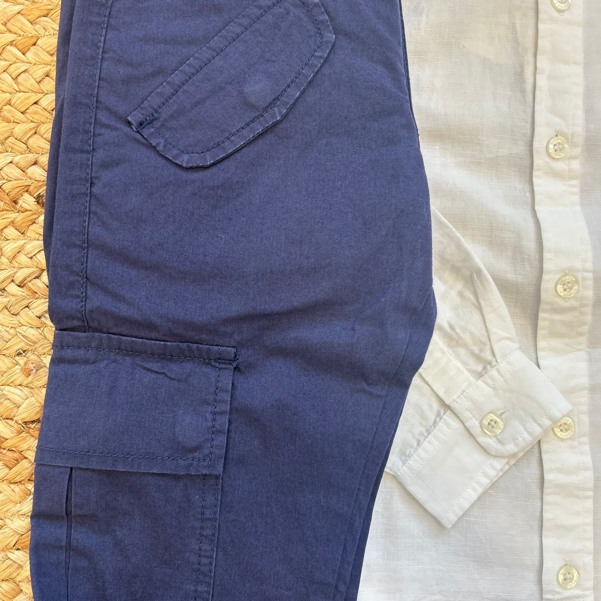 COMPLETO ESTIVO CAMICIA E PANTALONE CARGO BLU