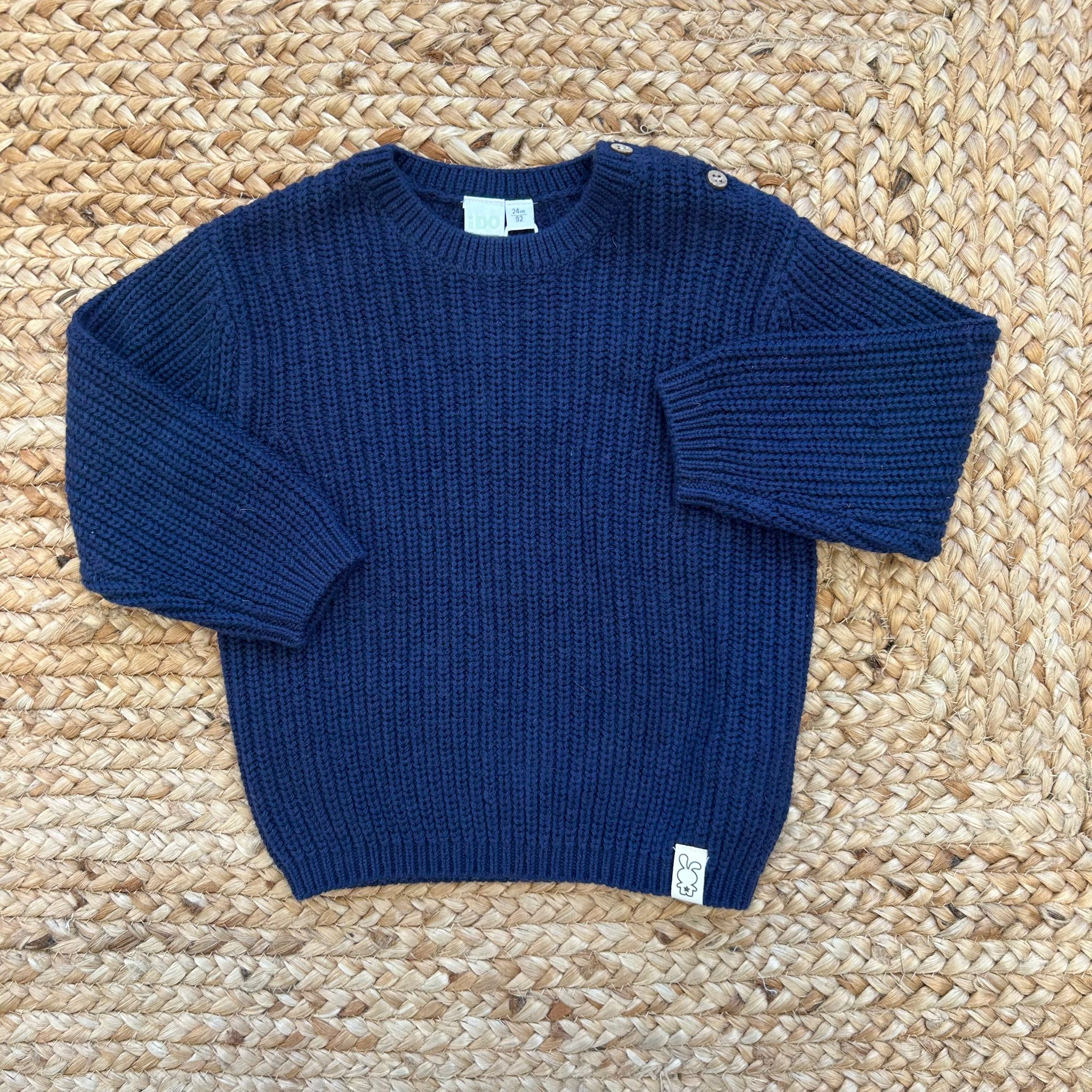 Maglioncino bimbo blu in cotone e lana