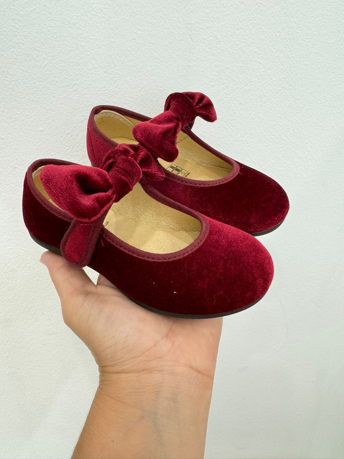 Ballerine Bordeaux in Velluto per Bambine con Fiocco