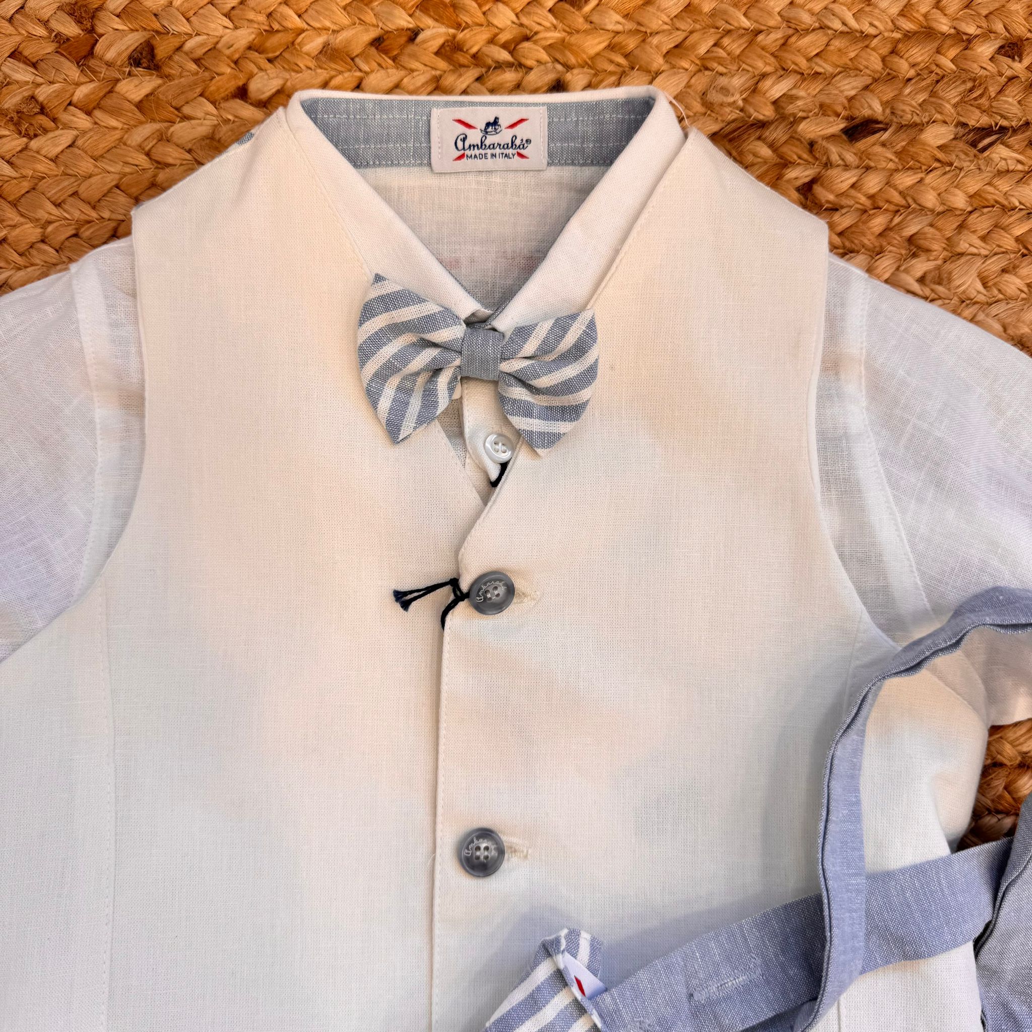 COMPLETO AZZURRO POLVERE CON BRETELLE