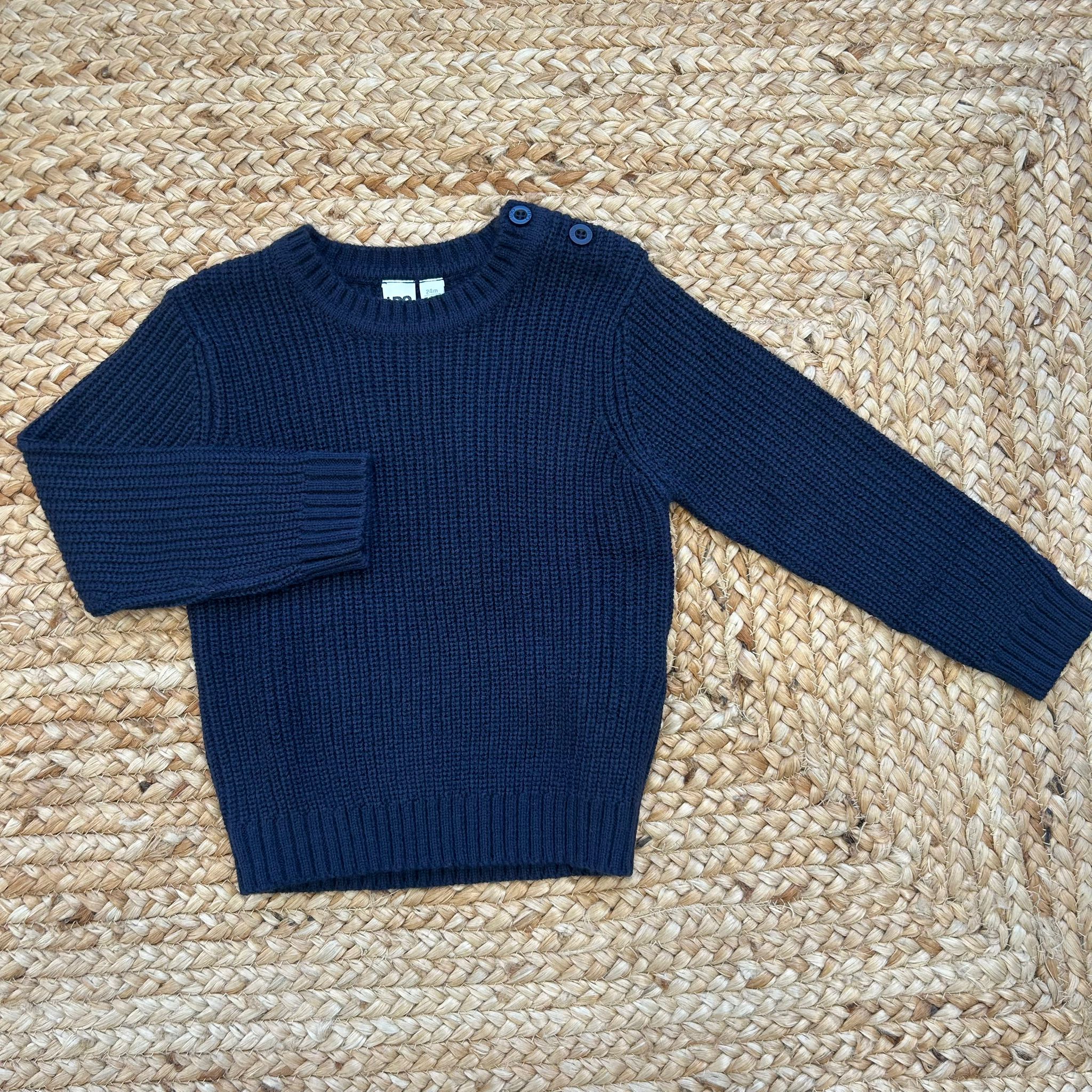 Maglioncino bimbo blu navy con bottoni sulla spalla