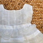 ABITO BATTESIMO BIANCO BAMBINA CON TESSUTO TRAMATO