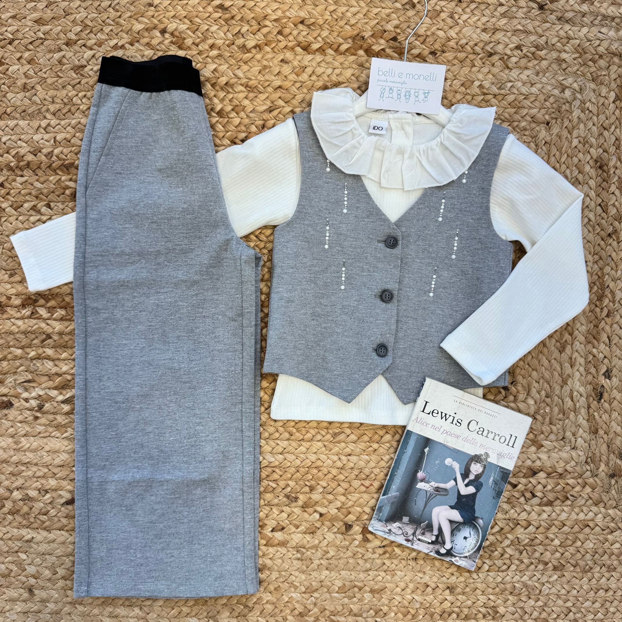 Completo bimba grigio con gilet e pantalone