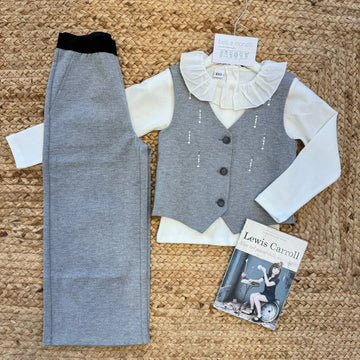 Completo bimba grigio con gilet e pantalone