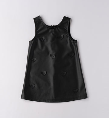 Abito bambina con maglia panna a costine e abito nero elegante