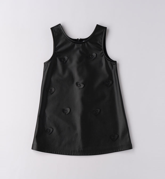 Abito bambina con maglia panna a costine e abito nero elegante