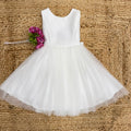 Abito bimba cerimonia con gonna in tulle bianco