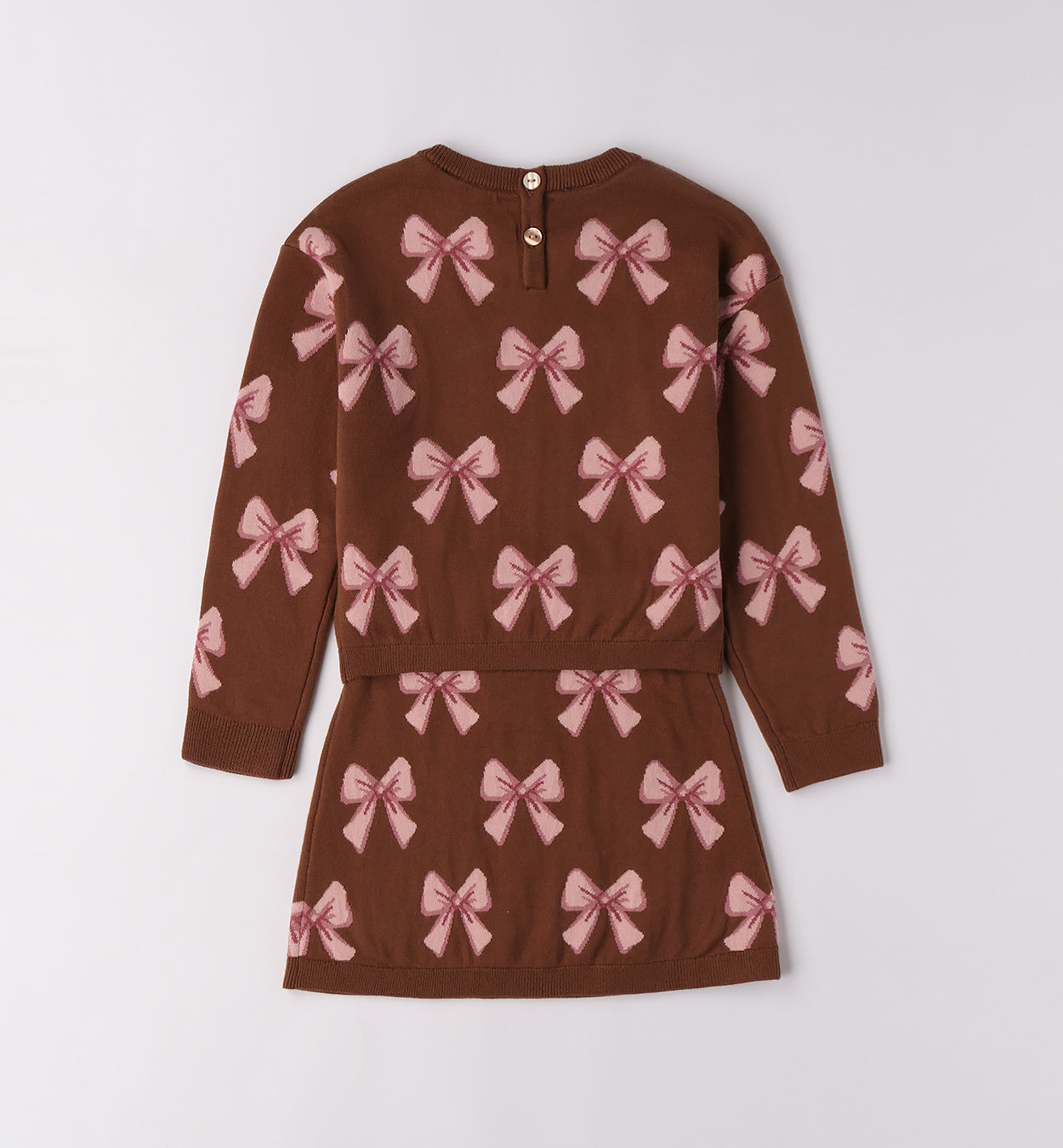 Abito bimba marrone caldo cotone retro con bottoncini