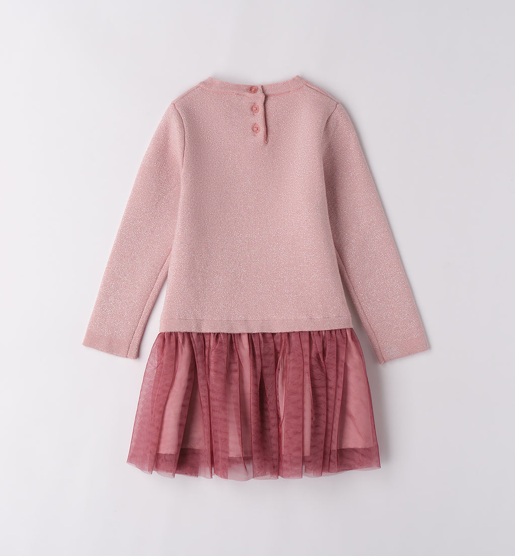 Abito bimba rosa elegante retro con bottoncini
