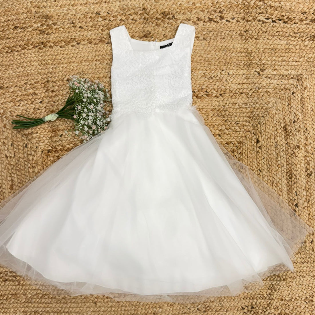 Abito da prima comunione bimba in tulle bianco