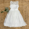 Abito da prima comunione bimba in tulle ricamato bianco