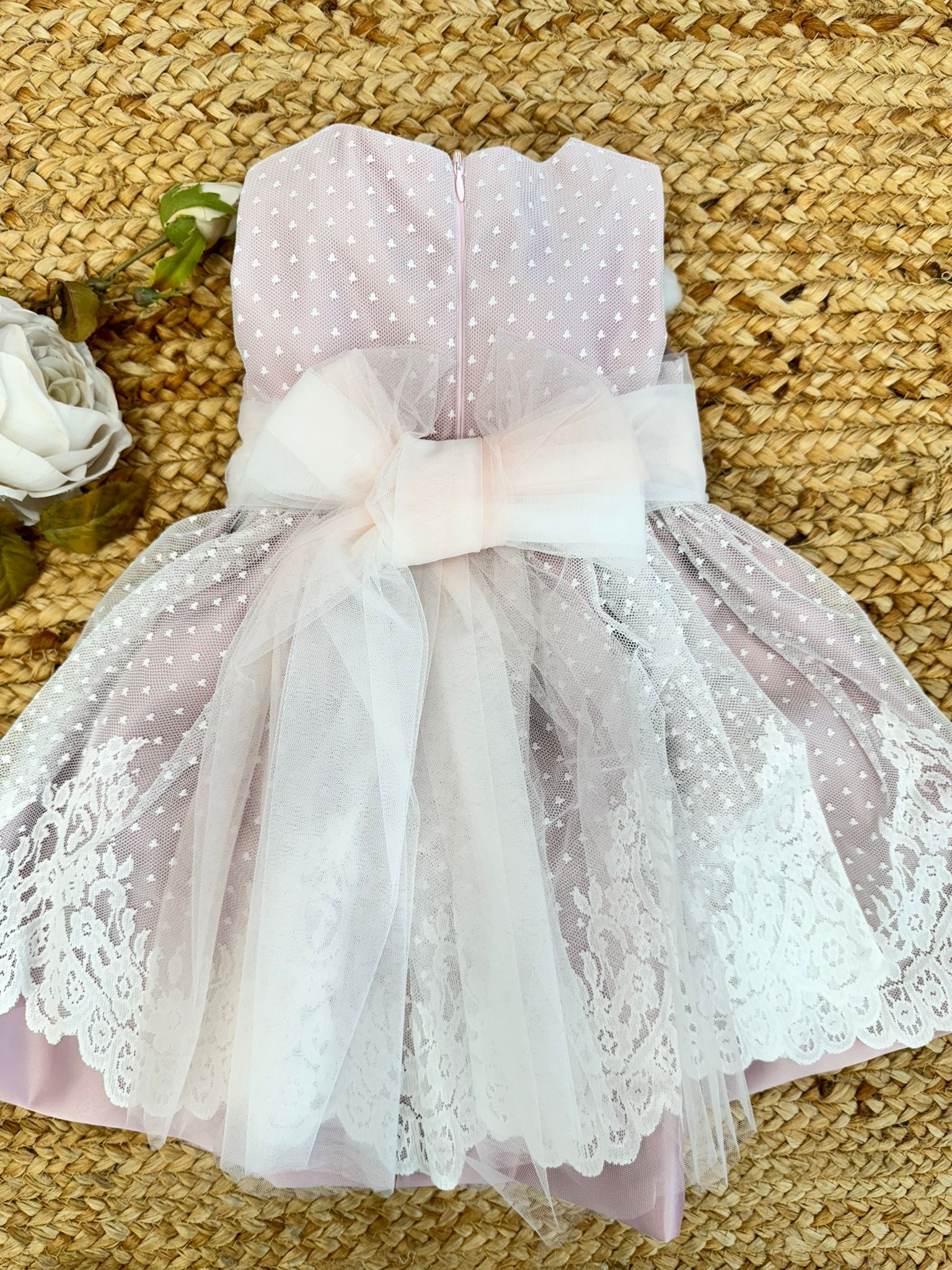 Abito Battesimo Bimba Selene - Vestito Cerimonia Neonato Femmina - Foto 5