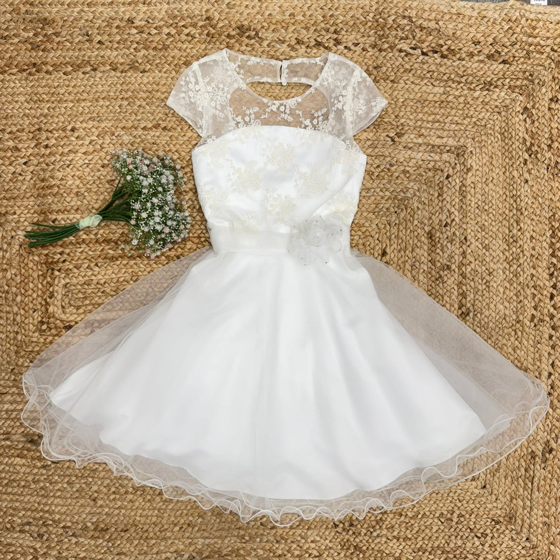 Abito prima comunione bimba con corpetto ricamato