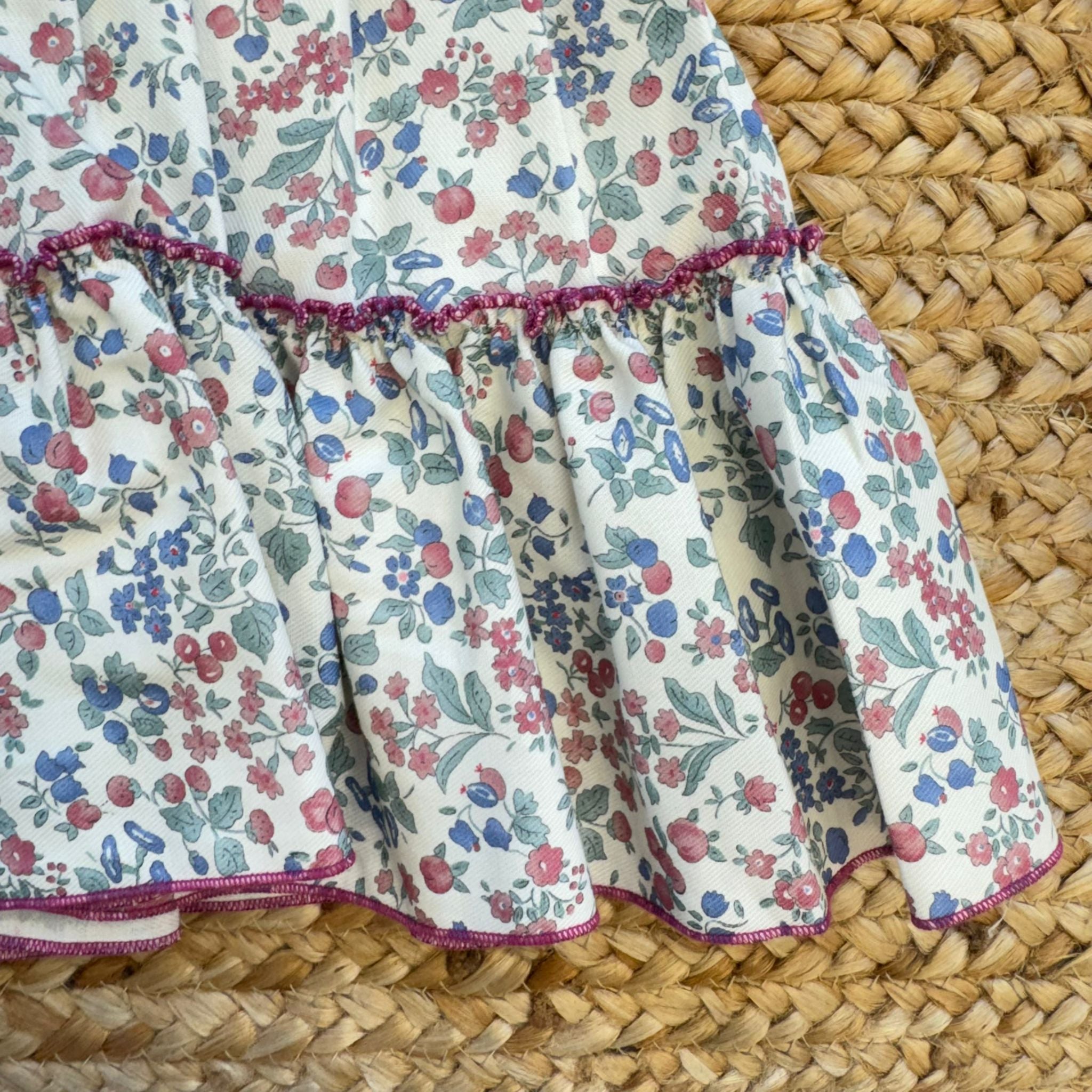 Balza arricciata fantasia floreale abito bambina