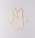 Body panna neonato a maniche lunghe con colletto