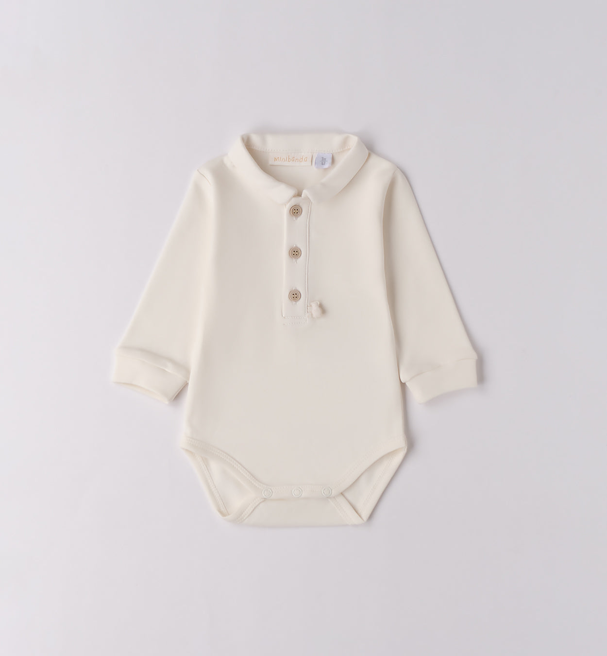 Body panna neonato a maniche lunghe con colletto