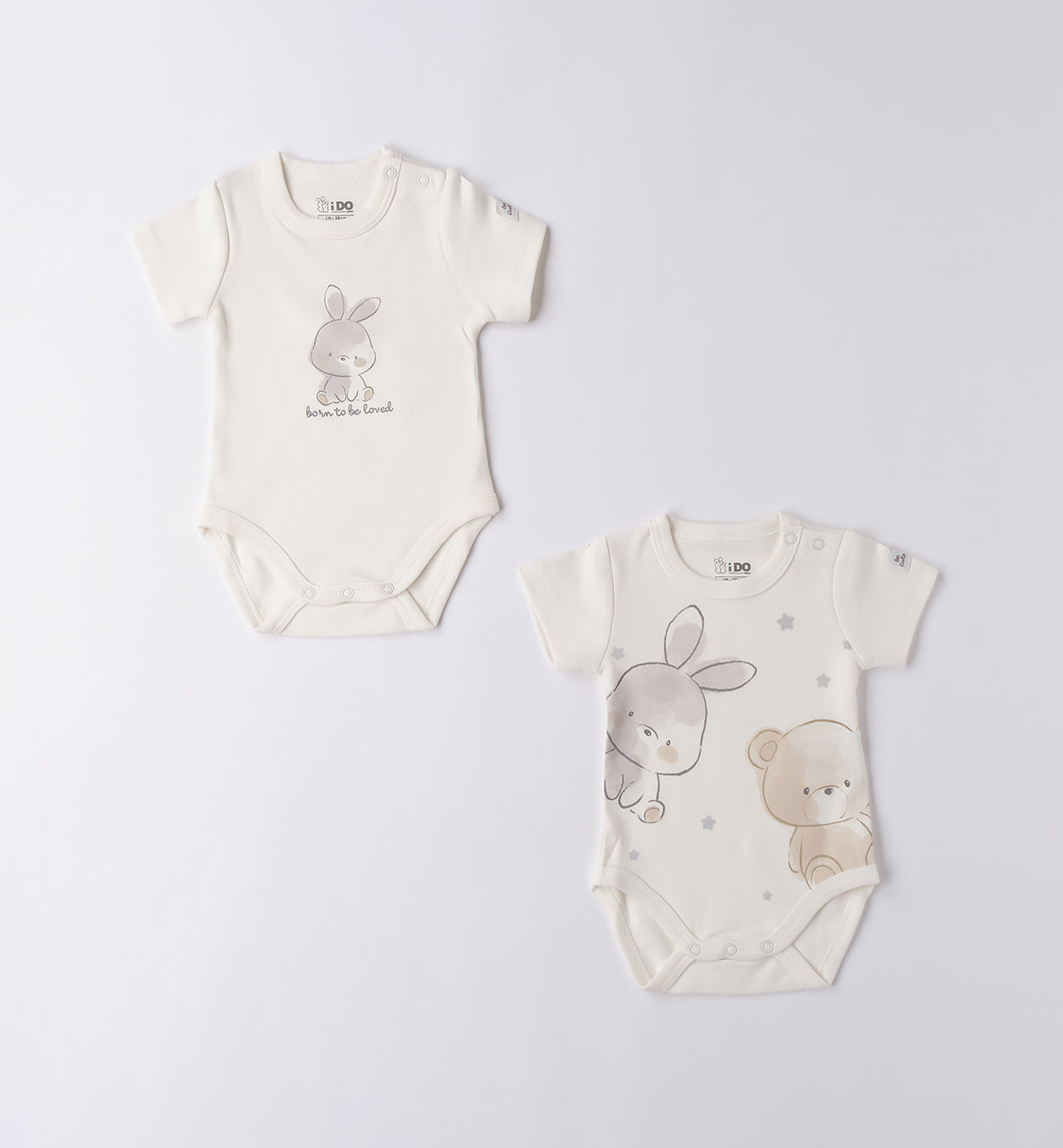 Body unisex caldo cotone con coniglietto e scritta born to be loved