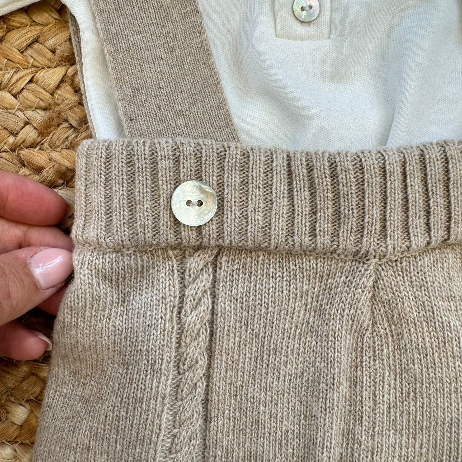 Bottoni cardigan neonato lana e cashmere beige