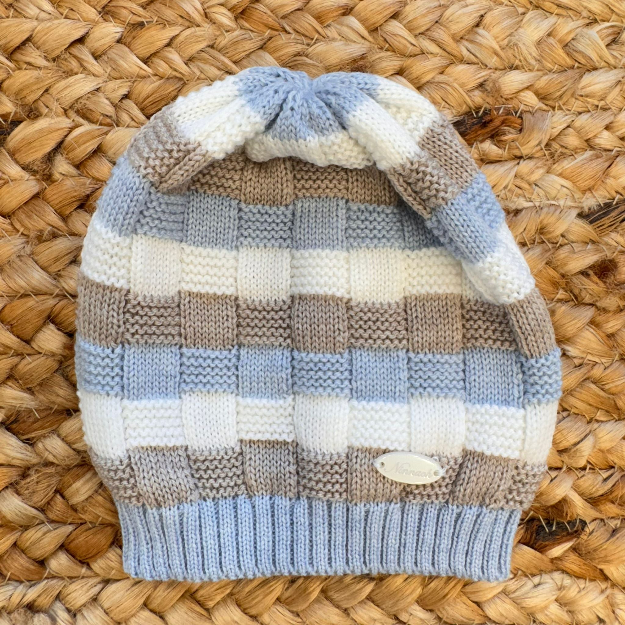 Cappellino coordinato a righe in pura lana vergine