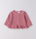 Cardigan rosa a maglia con volant neonata