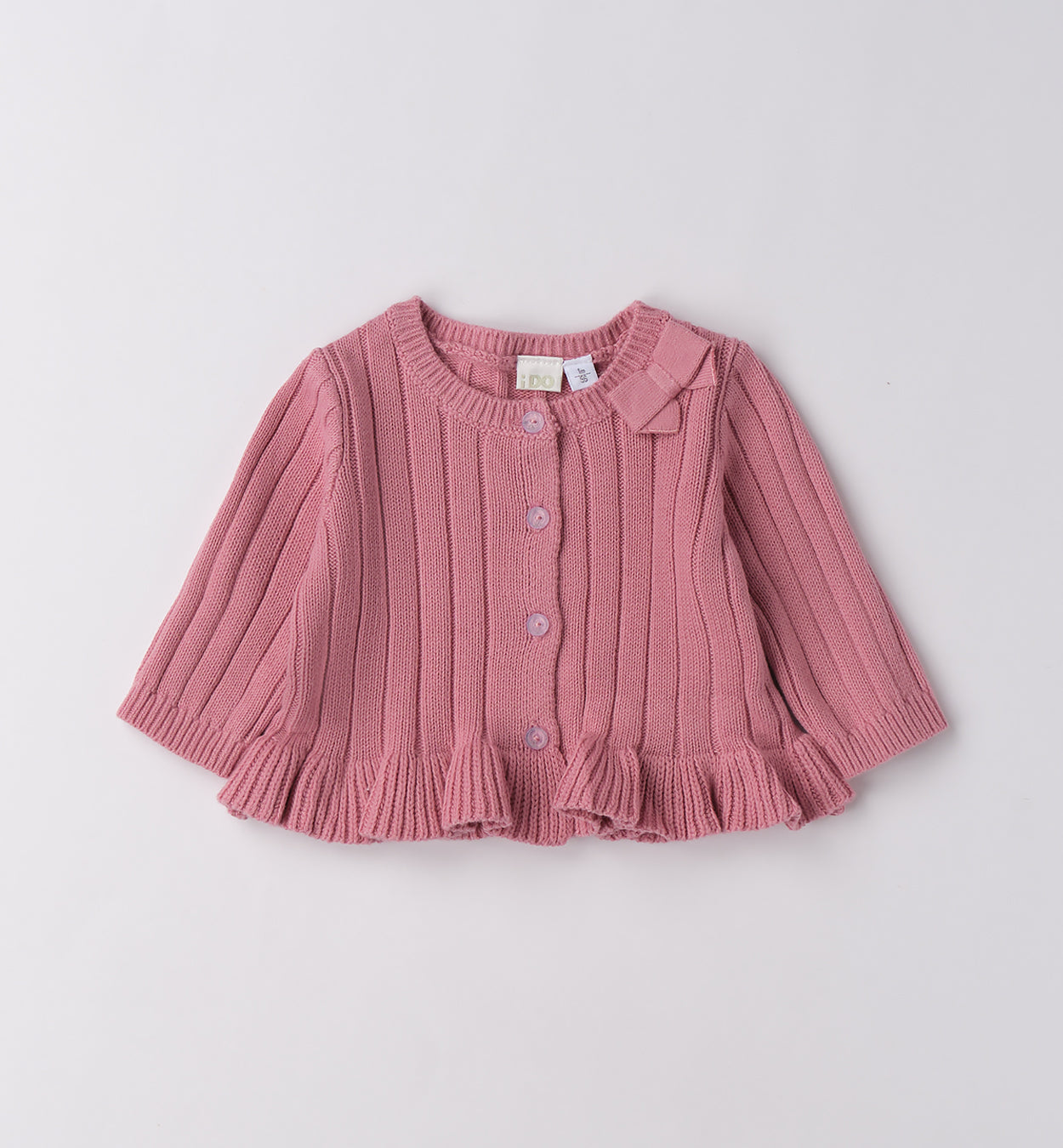 Cardigan rosa a maglia con volant neonata