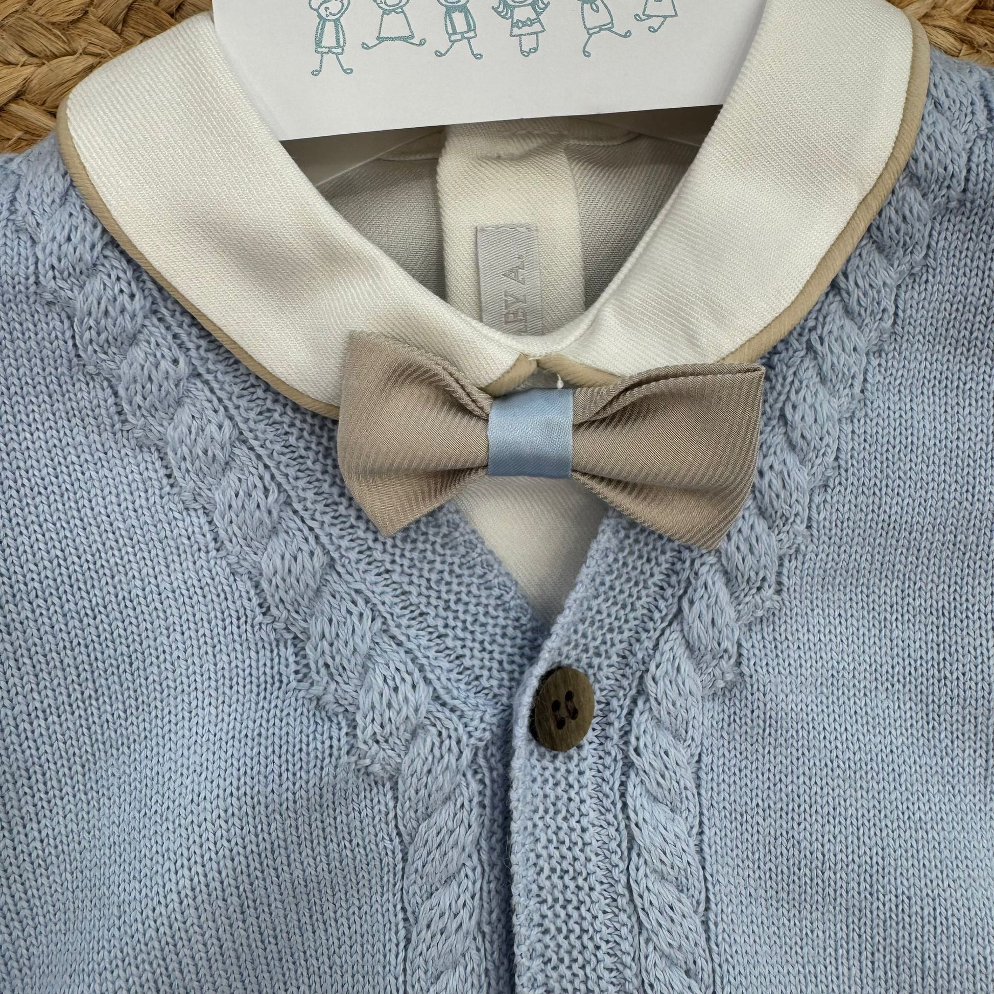 Colletto camicia-body con papillon completo battesimo bimbo