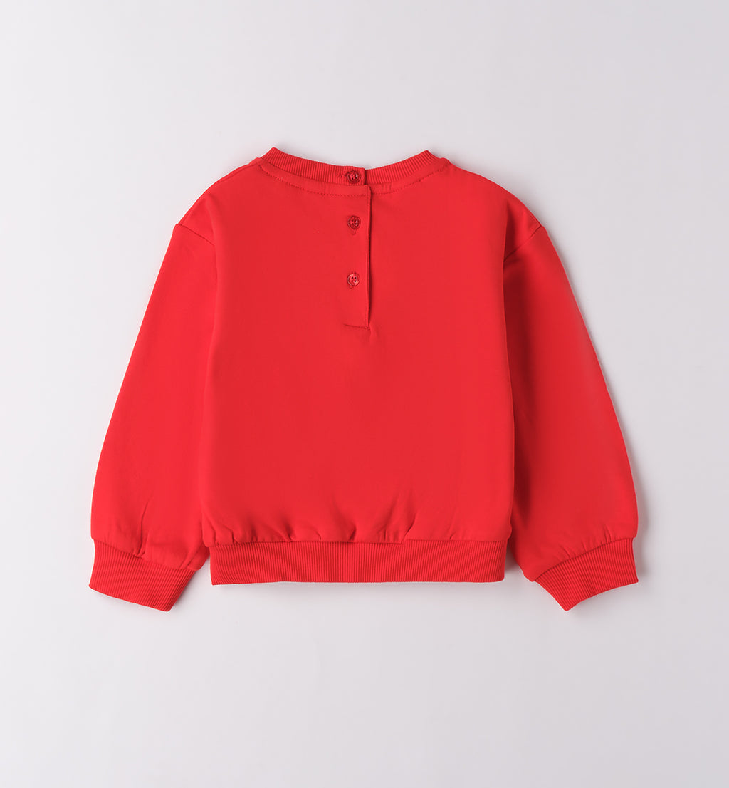 Completo bimba rosso con felpa cagnolino e pantaloni piegato