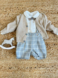 completo elegante da battesimo a quadri, abbigliamento bimba, moda bimbi, outfit per battesimo, completo cerimonia, comfort e stile, Belli e Monelli.