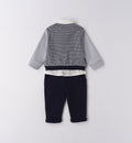 Completo elegante neonato in caldo cotone blu e grigio piegato