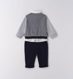 Completo elegante neonato in caldo cotone blu e grigio piegato