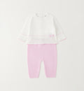 Completo neonata maglia bianca e pantalone rosa