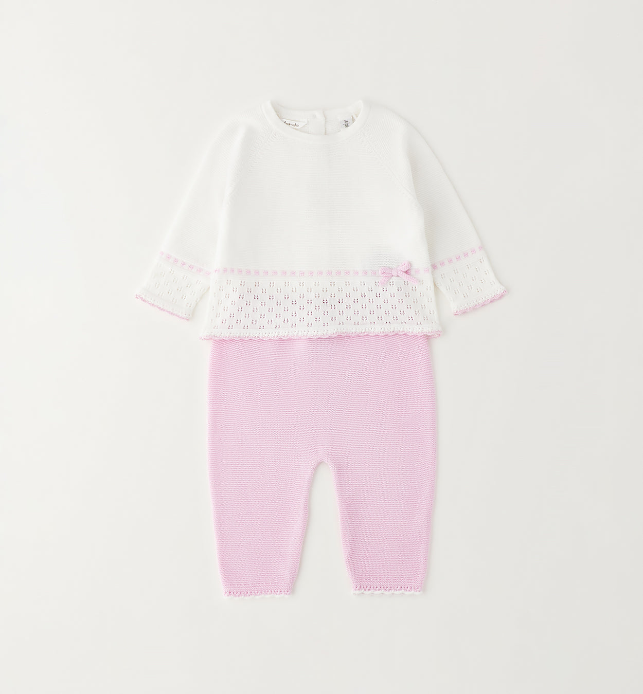 Completo neonata maglia bianca e pantalone rosa