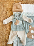 coordinato Teddy Love, corredino neonato, abbigliamento neonato, set primi mesi, comfort e stile, Belli e Monelli.