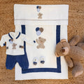 Coordinato neonato completo con tutina e coperta orsetto