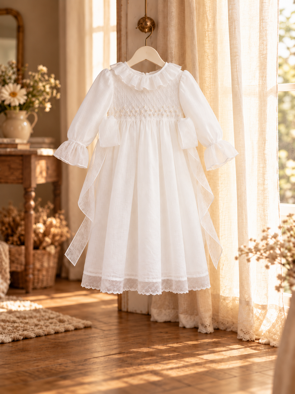 Abito battesimo bimba lungo con smock