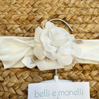 Fascia battesimo bimba con fiore centrale in tessuto