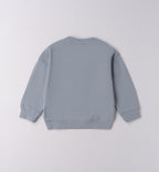Felpa bambino azzurra in caldo cotone con scritta READY - retro