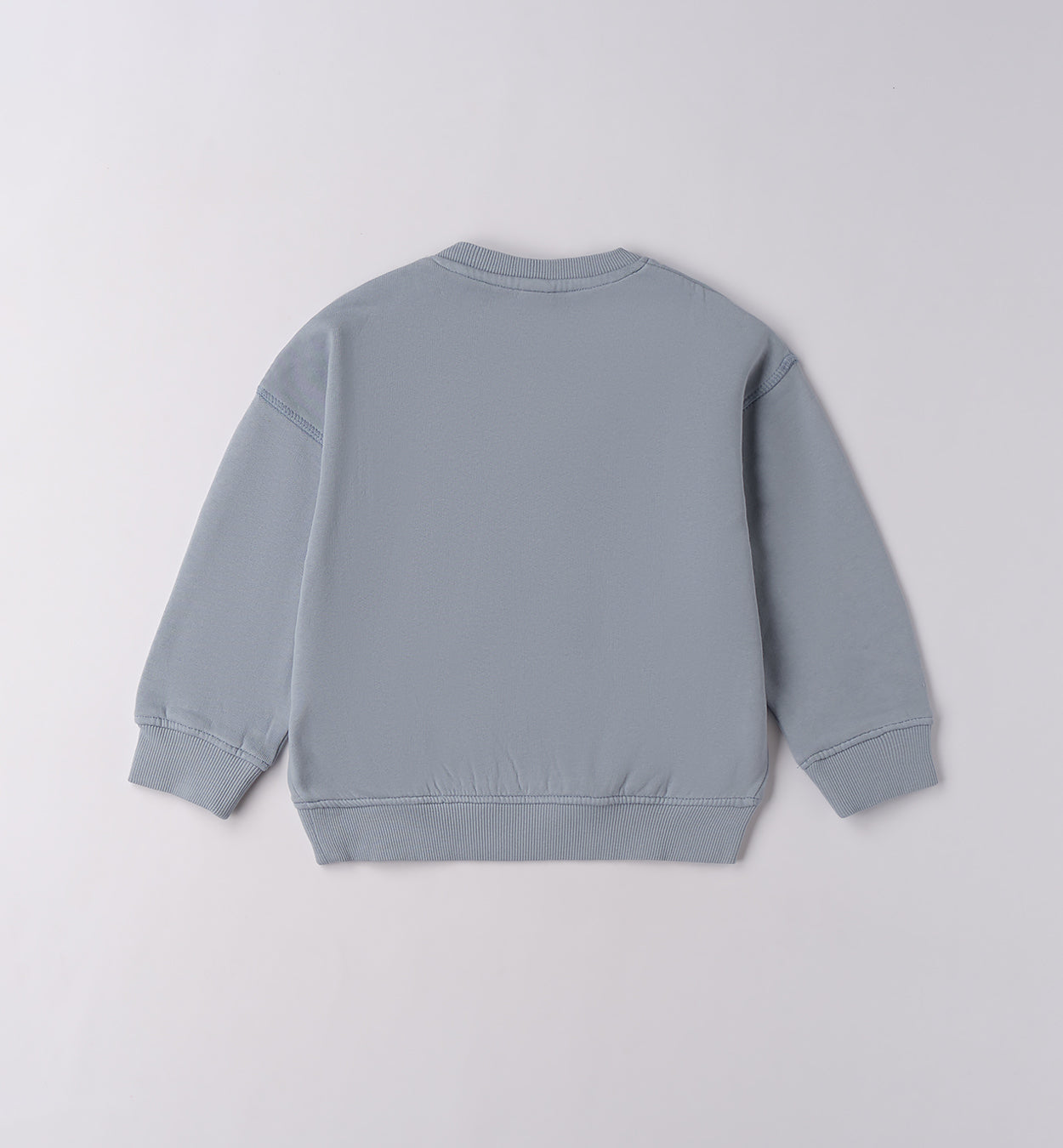 Felpa bambino azzurra in caldo cotone con scritta READY - retro