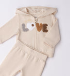 Felpa panna neonata con scritta Love in spugna colorata