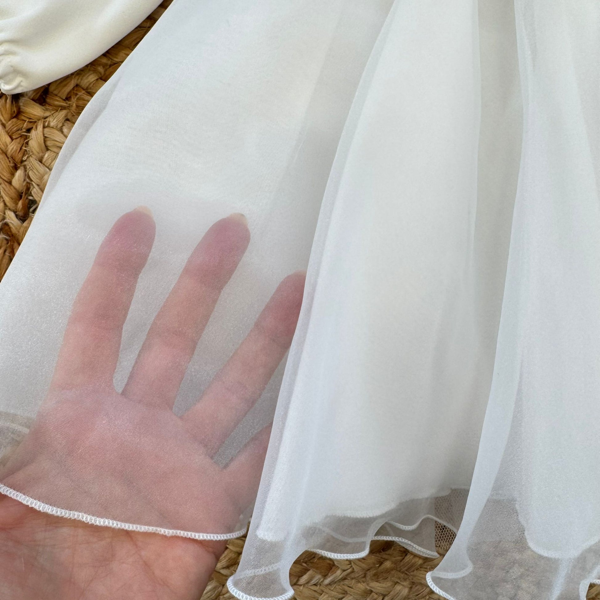 Gonna in organza trasparente abito battesimo neonata