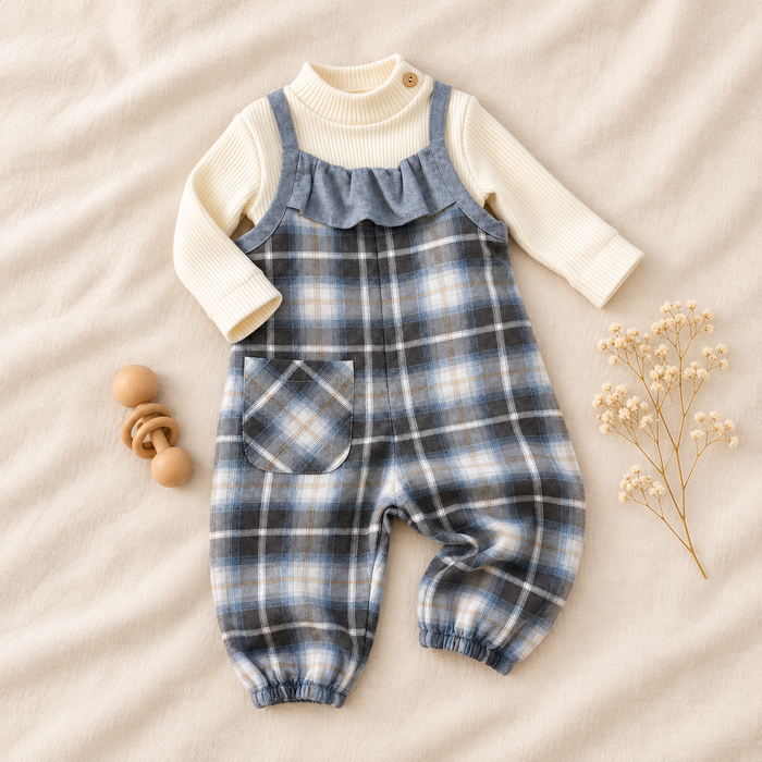 Salopette bimba tartan
