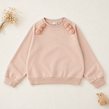 Felpa bimba rosa in caldo cotone con pompon