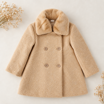 Cappotto bimba beige con fiocco