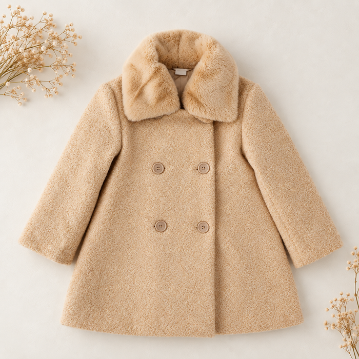 Cappotto bimba beige con fiocco