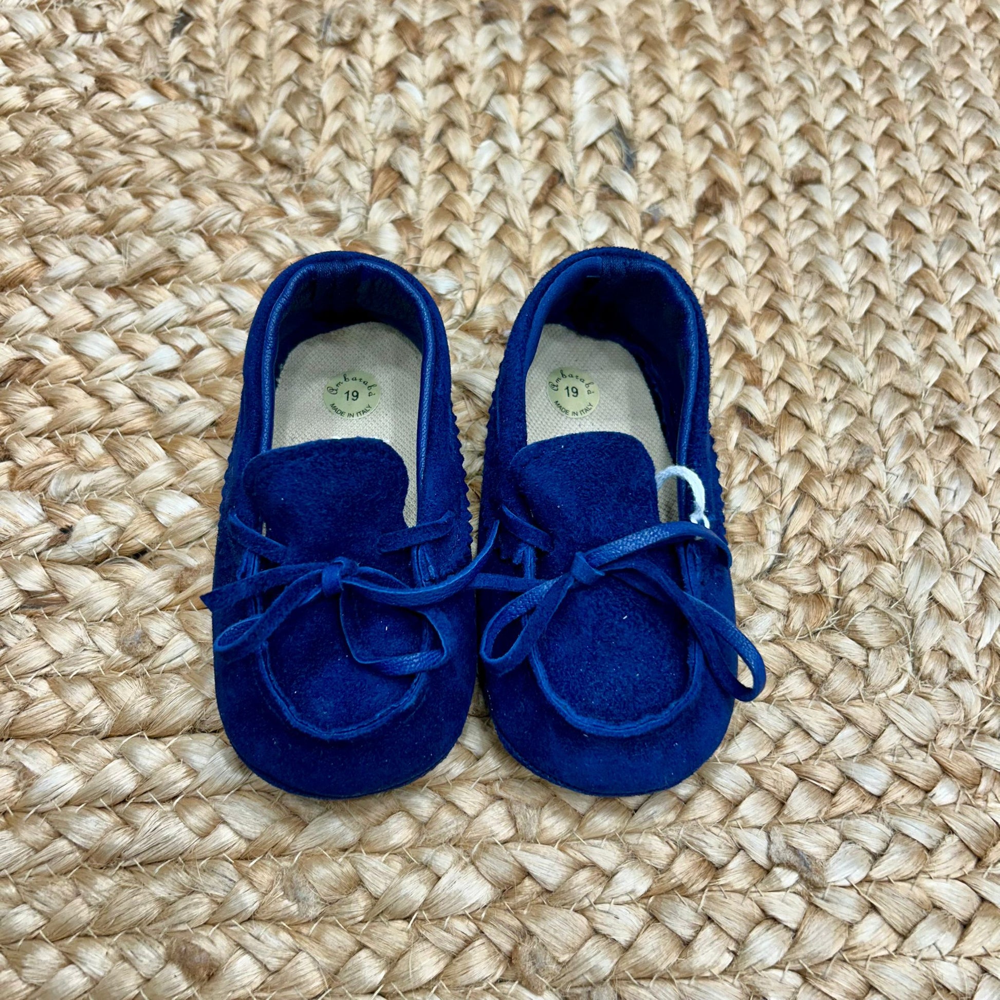 Mocassini battesimo bimbo in suede blu